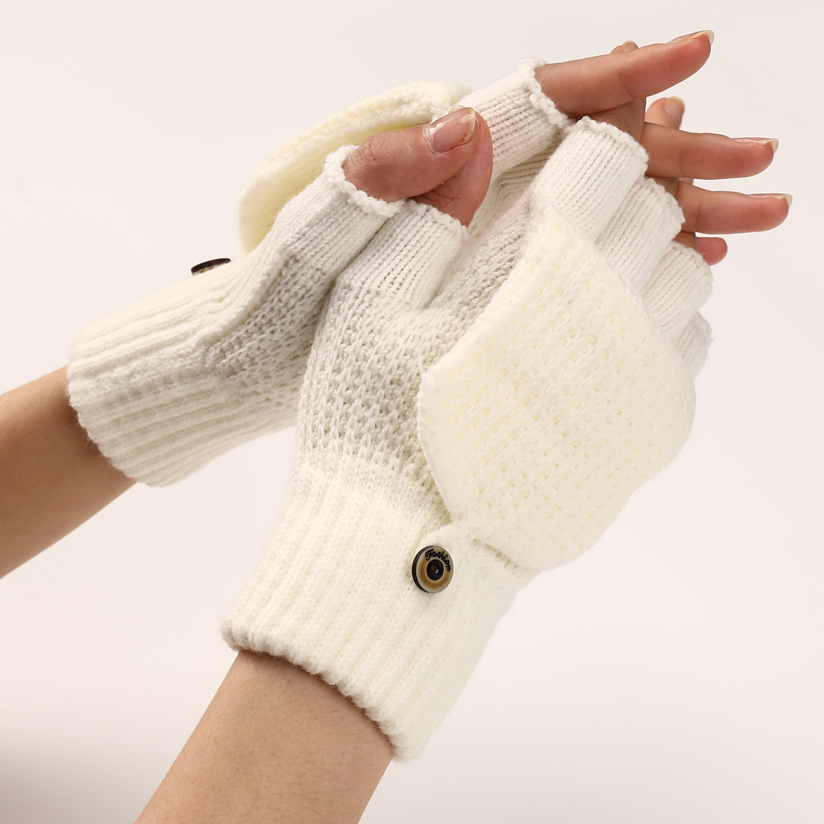 Striped jacquard knitted warm gloves in assorted colors - Main product view