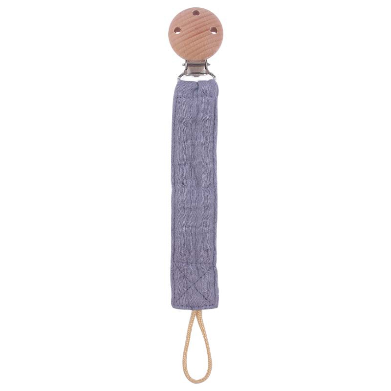 Cotton and hemp pacifier clip with silicone beads - Dark Grey