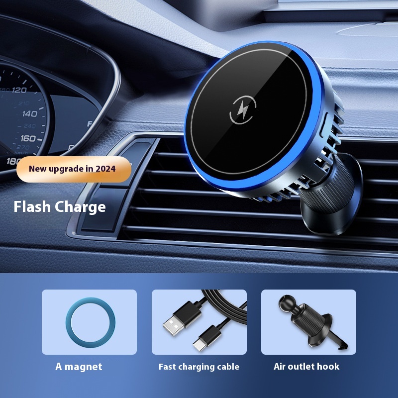 Black magnetic car wireless charger phone holder - Magnetic Black