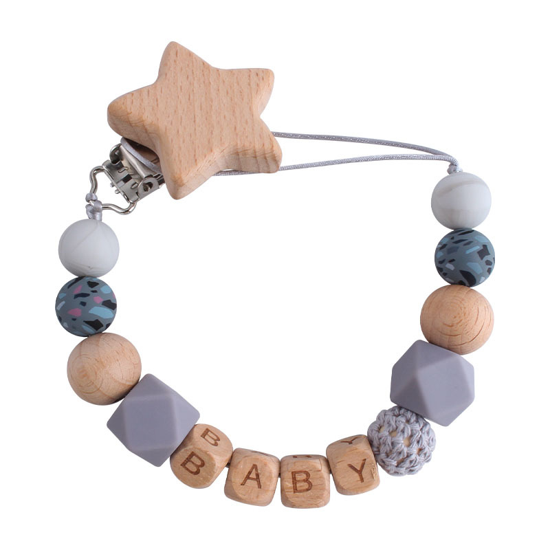 Cartoon animal beech baby pacifier clip in assorted colors - Marble