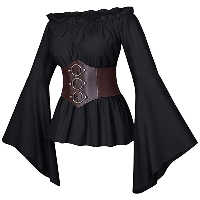 Medieval-style women's pirate shirt cosplay costume - Main product view