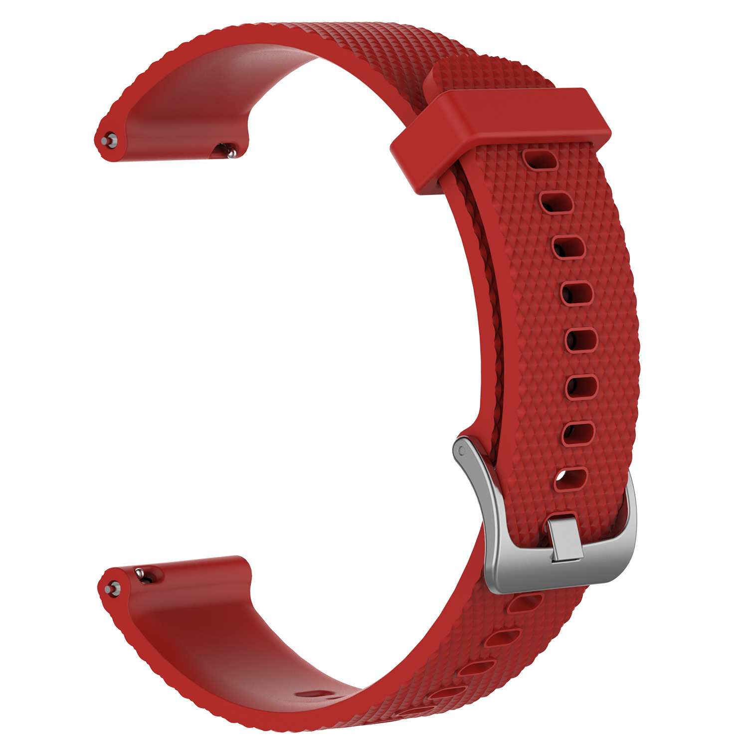 Textured 20mm silicone sports watch strap with steel buckle - Red-Plus Size 20mm Width