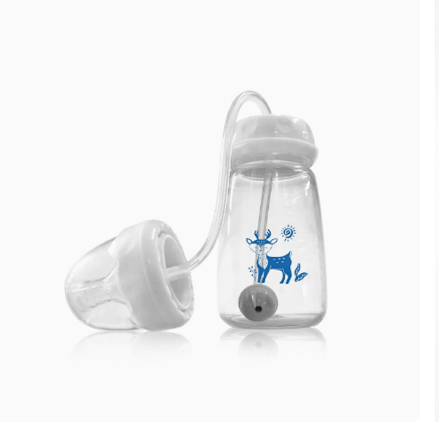 150ml hands-free baby feeding bottle in pink or blue - Blue-150ml