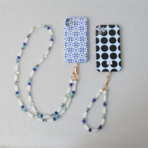 Geometric acrylic beaded handbag charm in blue or green - Main product view