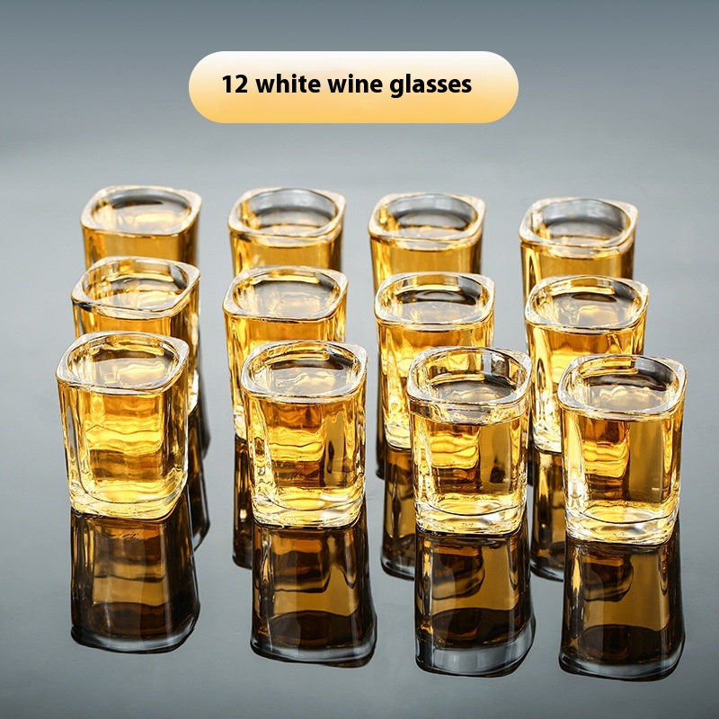 Small baijiu glass cup set with optional wine rack - 12 Pieces White Wine Glass