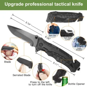 30-in-1 outdoor survival kit with SOS flashlight, multi-tools, emergency blanket, whistle, knife and camping accessories - Ma